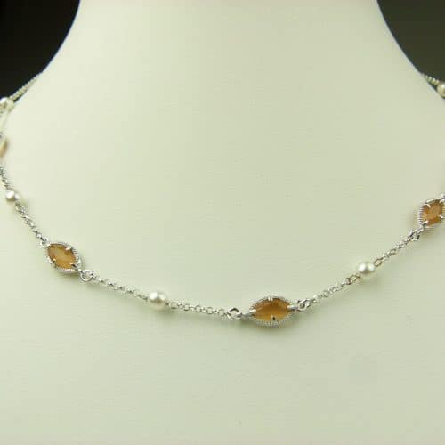 collier in zilver model marquise - oranje - Sieraden