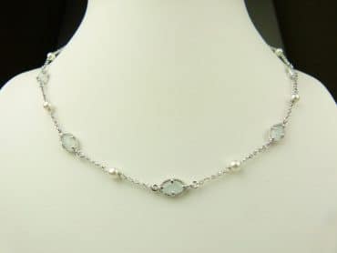 collier in zilver model marquise - lichtblauw - Zilver