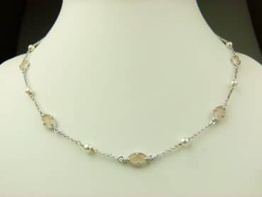 collier in zilver model marquise - zandkleur - Ketting