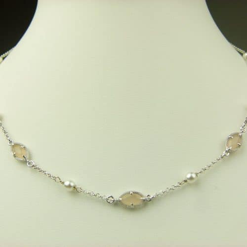 collier in zilver model marquise - zandkleur - Ketting