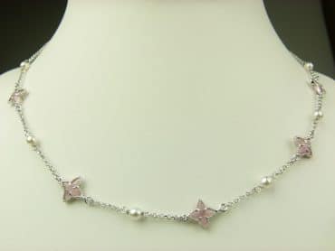 collier in zilver model star - roze - Sieraden