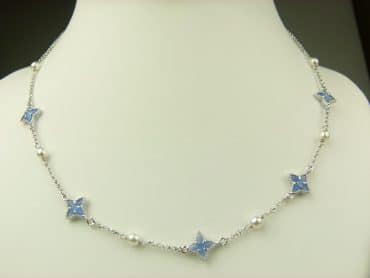 collier in zilver model star - jeansblauw - Sieraden