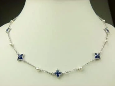 collier in zilver model star - donkerblauw - Kraal