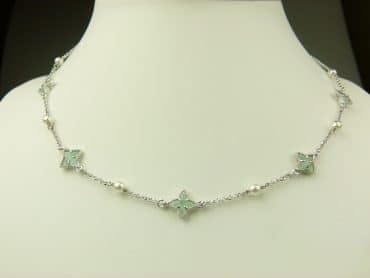 collier in zilver model star - muntgroen - Turkoois