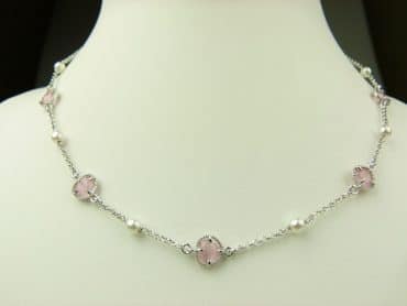 collier in zilver model heart - roze - Sieraden