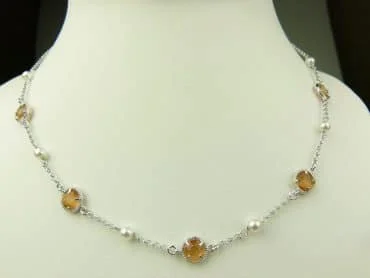 collier in zilver model round - oranje - Kraal