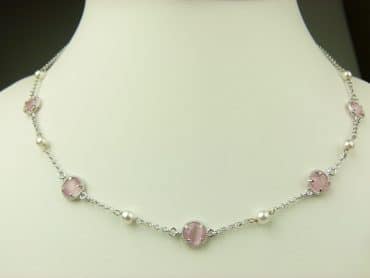 collier in zilver model round - roze - Sieraden