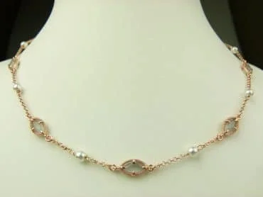 collier in zilver roze goud verguld model marquise - grijs - Sieraden