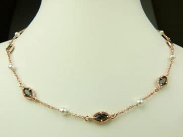 collier in zilver roze goud verguld model marquise - donkergrijs - Sieraden