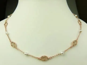 collier in zilver roze goud verguld model marquise - bruin - Sieraden