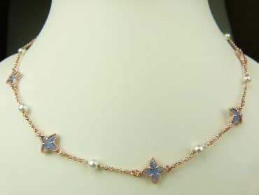 collier in zilver roze goud verguld model star - jeansblauw - Sieraden