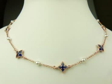 collier in zilver roze goud verguld model star - donkerblauw - Sieraden