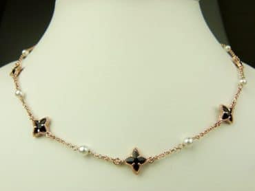 collier in zilver roze goud verguld model star - zwart - Sieraden