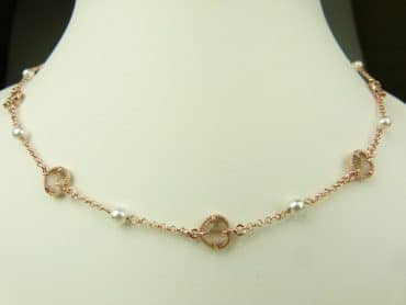 collier in zilver roze goud verguld model heart - bruin - Sieraden