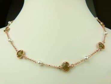 collier in zilver roze goud verguld model heart - kaki - Kraal