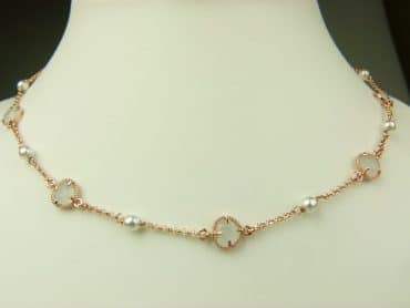 collier in zilver roze goud verguld model heart - lichtblauw - Sieraden