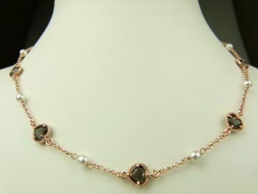 collier in zilver roze goud verguld model heart - donkergrijs - Kraal