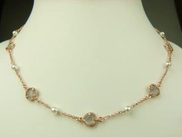 collier in zilver roze goud verguld model heart - grijs - Sieraden