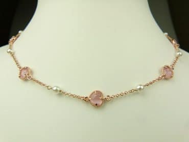 collier in zilver roze goud verguld model heart - roze - Keten