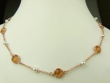 collier in zilver roze goud verguld model round - oranje - Keten