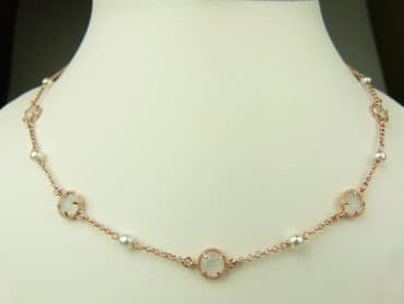 collier in zilver roze goud verguld model round - lichtblauw - Sieraden