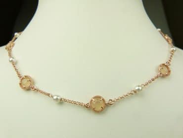 collier in zilver roze goud verguld model round - zandkleur - Keten