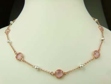 collier in zilver roze goud verguld model round - roze - Keten