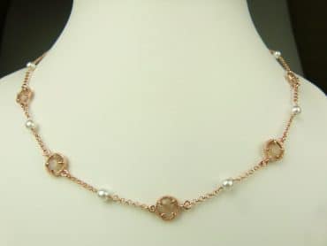 collier in zilver roze goud verguld model round - bruin - Sieraden