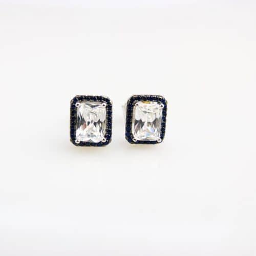 Model Small Rectangle Blue zilveren oorringen gezet met blauwe en witte cubic zirconia - Manchetknoop