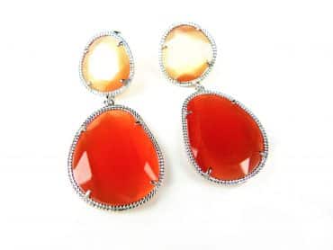 Zilveren oorringen oorbellen Model Magic Colors gezet met oranje stenen - Edelsteen