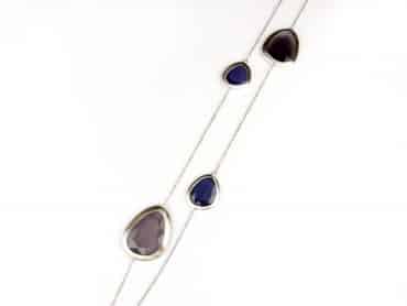 zilveren halsketting halssnoer collier met lila stenen
