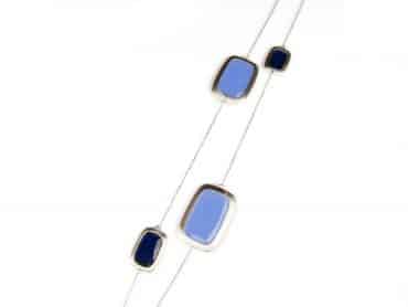 zilveren halsketting halssnoer collier met blauwe stenen