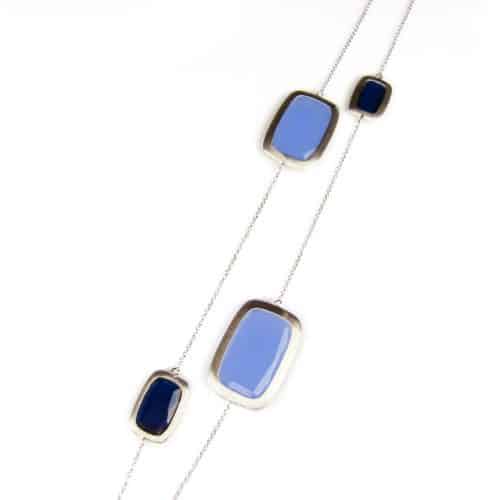 zilveren halsketting halssnoer collier met blauwe stenen