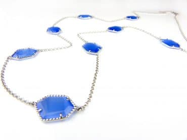 zilveren halsketting halssnoer collier met blauwe stenen