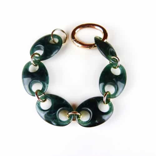 Armband Model Oval met donker groene acryl schakels