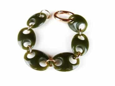 Armband Model Oval met khaki acryl schakels