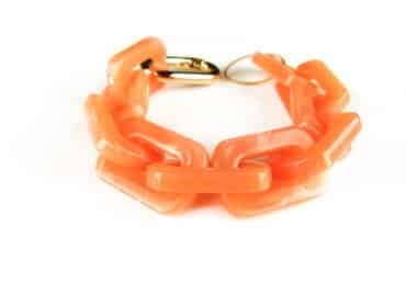 Armband Model Rectangle met oranje acryl schakels