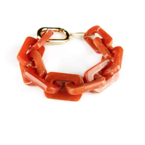 Armband Model Rectangle met oranje roeste acryl schakels