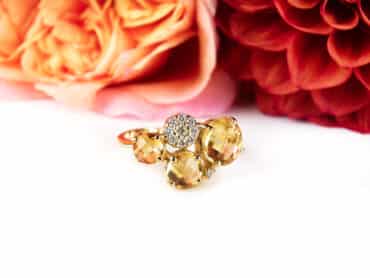 Ring in geel goud gezet met citrien en diamant
