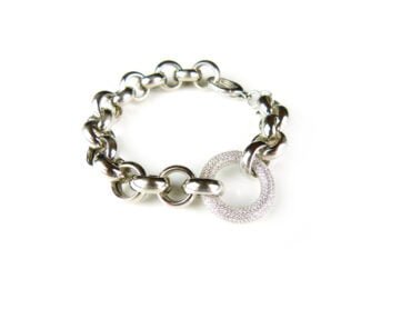 Armband in zilver met schakels en cubic zirconia