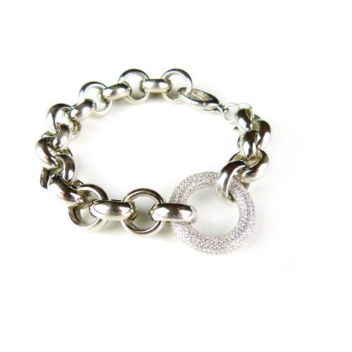 Armband in zilver met schakels en cubic zirconia