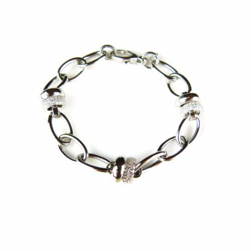 Armband in zilver geelgoud verguld met schakels en cubic zirconia