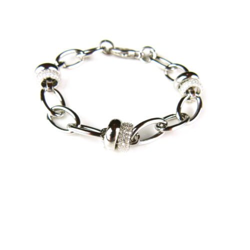 Armband in zilver met schakels en cubic zirconia