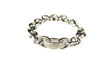 Armband in zilver met schakels en cubic zirconia