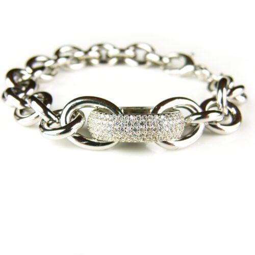 Armband in zilver met schakels en cubic zirconia