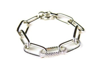 Armband in zilver met schakels en cubic zirconia