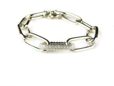 Armband in zilver met schakels en cubic zirconia