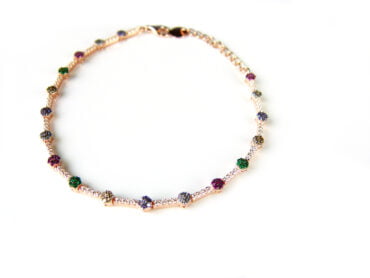 Armband in zilver roos goud verguld gezet met multicolor cubic zirconia