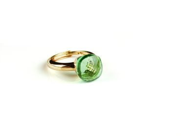 Ring in zilver geelgoud verguld model pomellato fris groene steen