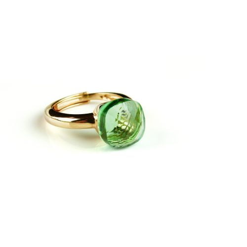 Ring in zilver geelgoud verguld model pomellato fris groene steen